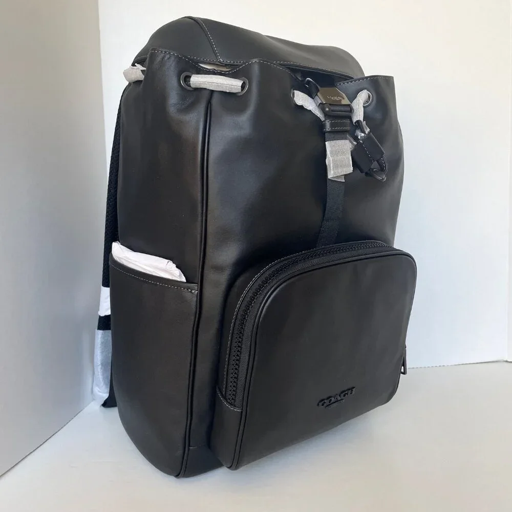 Coach Racer Backpack Large Black Calf Leather Laptop Bag CU112 ORGPKG